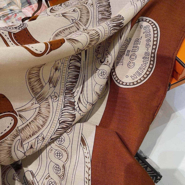 HERMES 26S SCARF 140 IN CASHMERE AND SILK 303354