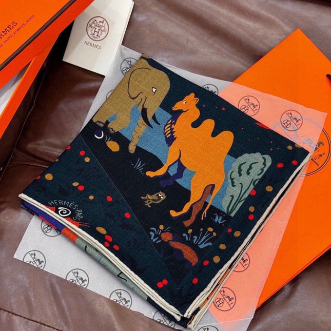 HERMES 26S SCARF 140 IN CASHMERE AND SILK 303101