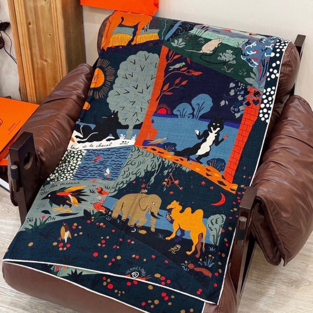 HERMES 26S SCARF 140 IN CASHMERE AND SILK 303101