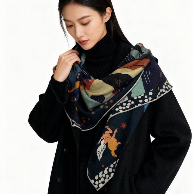 HERMES 26S SCARF 140 IN CASHMERE AND SILK 303101