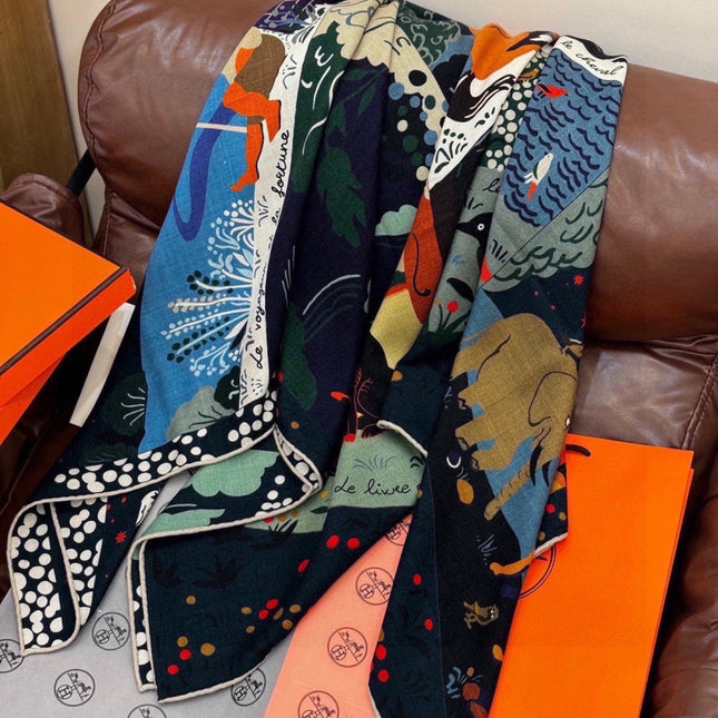 HERMES 26S SCARF 140 IN CASHMERE AND SILK 303101