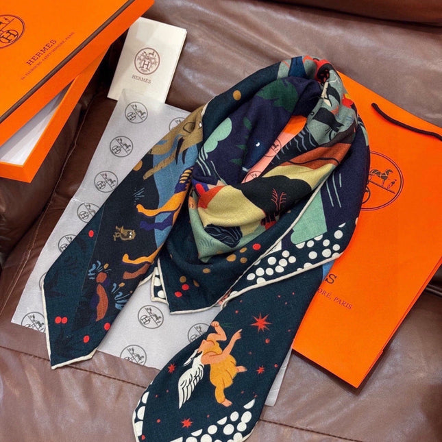 HERMES 26S SCARF 140 IN CASHMERE AND SILK 303101