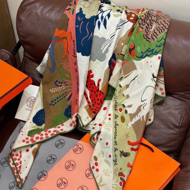HERMES 26S SCARF 140 IN CASHMERE AND SILK 303102