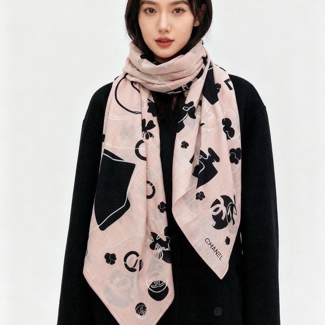 CHANEL 26S SCARF 140 IN CASHMERE AND SILK 303153
