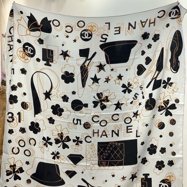CHANEL 26S SCARF 140 IN CASHMERE AND SILK 303154