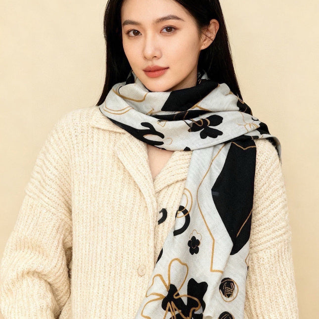 CHANEL 26S SCARF 140 IN CASHMERE AND SILK 303154