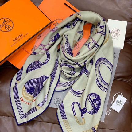 HERMES 26S SCARF 140 IN CASHMERE AND SILK 303155