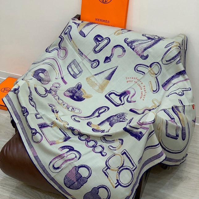 HERMES 26S SCARF 140 IN CASHMERE AND SILK 303155