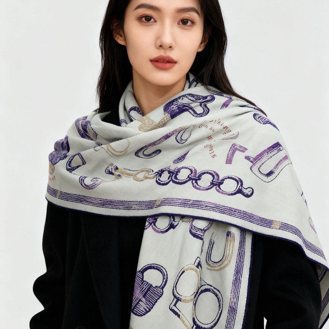 HERMES 26S SCARF 140 IN CASHMERE AND SILK 303155