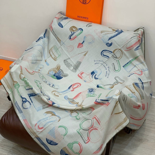 HERMES 26S SCARF 140 IN CASHMERE AND SILK 303156