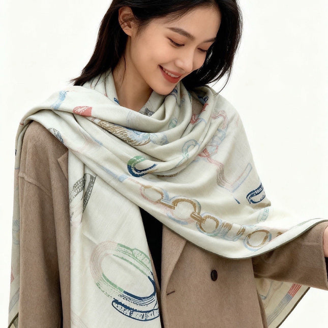 HERMES 26S SCARF 140 IN CASHMERE AND SILK 303156