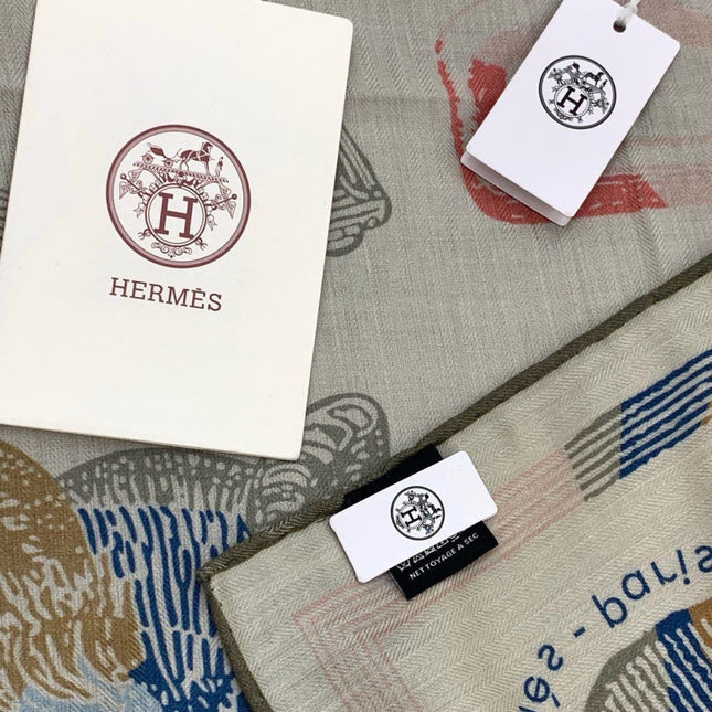 HERMES 26S SCARF 140 IN CASHMERE AND SILK 303156