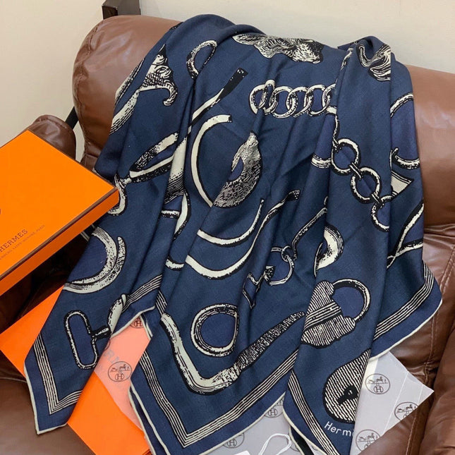 HERMES 26S SCARF 140 IN CASHMERE AND SILK 303157