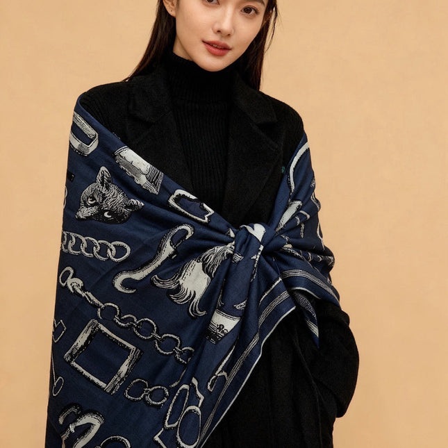 HERMES 26S SCARF 140 IN CASHMERE AND SILK 303157