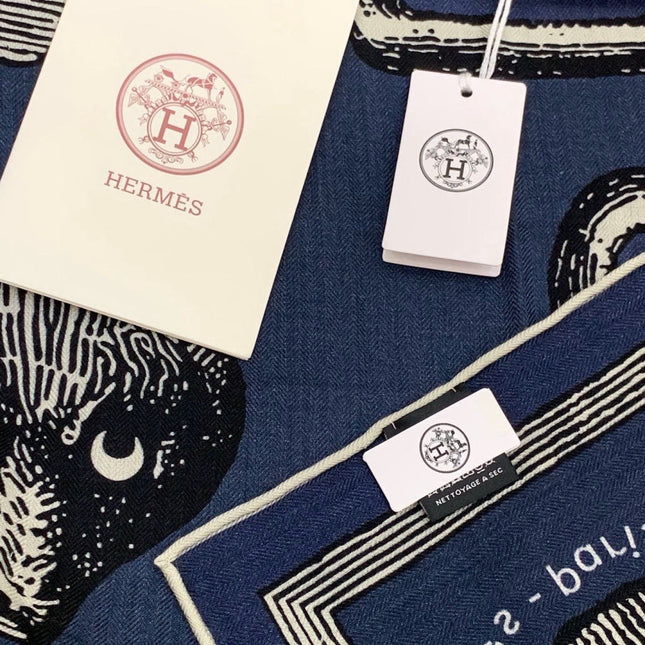 HERMES 26S SCARF 140 IN CASHMERE AND SILK 303157