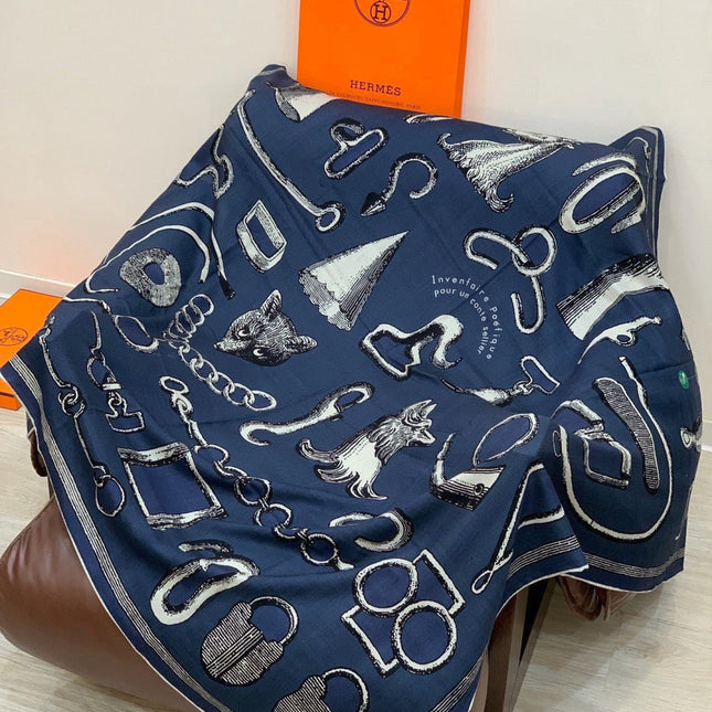 HERMES 26S SCARF 140 IN CASHMERE AND SILK 303157