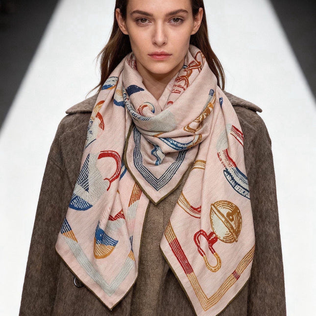HERMES 26S SCARF 140 IN CASHMERE AND SILK 303158