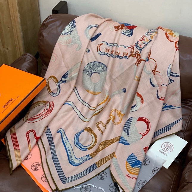 HERMES 26S SCARF 140 IN CASHMERE AND SILK 303158