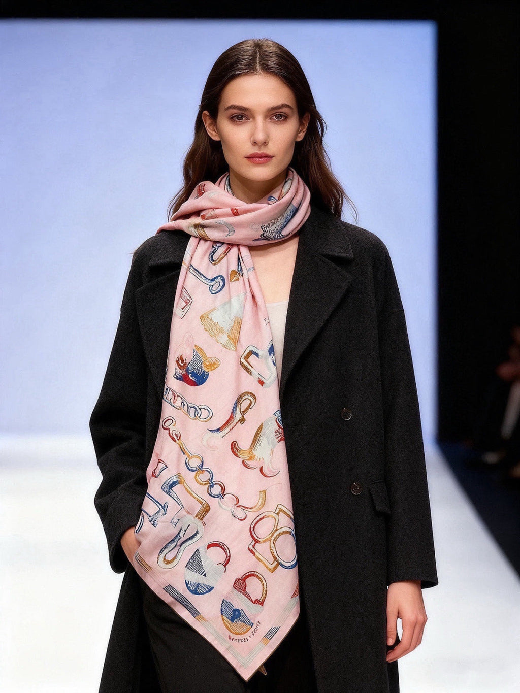HERMES 26S SCARF 140 IN CASHMERE AND SILK 303158