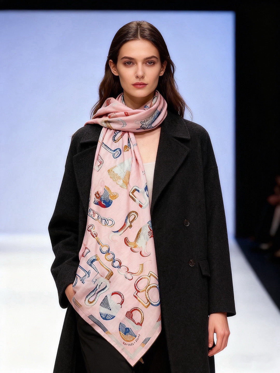 HERMES 26S SCARF 140 IN CASHMERE AND SILK 303158