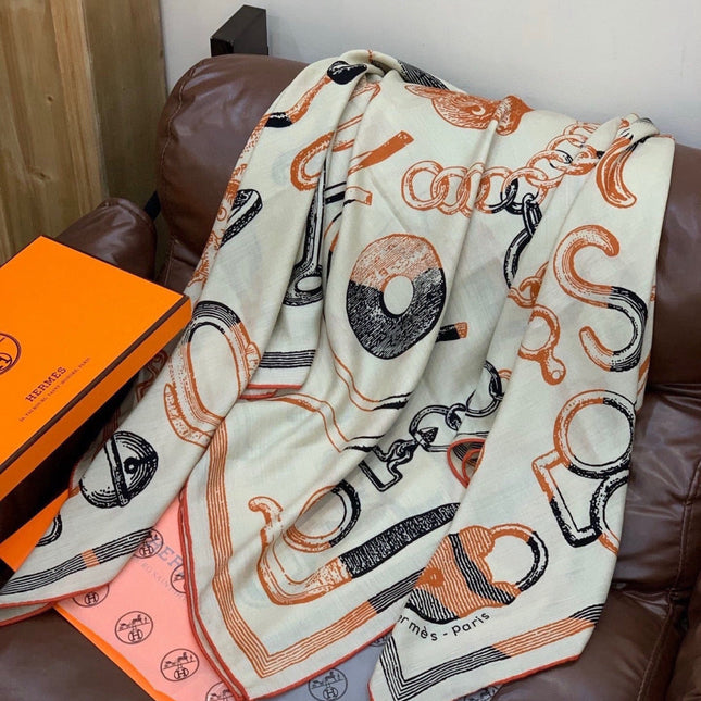 HERMES 26S SCARF 140 IN CASHMERE AND SILK 303159