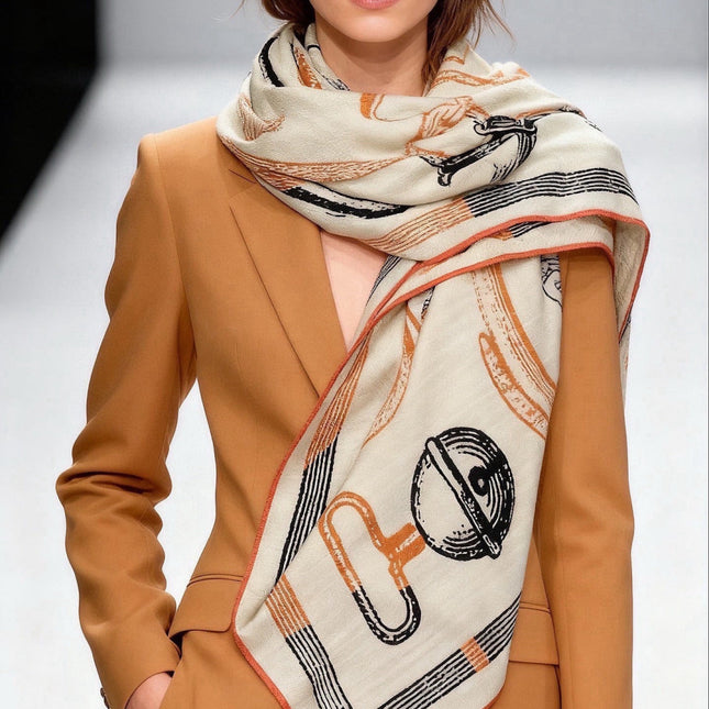 HERMES 26S SCARF 140 IN CASHMERE AND SILK 303159
