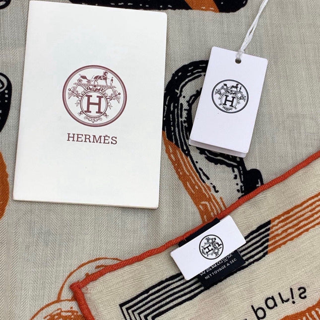 HERMES 26S SCARF 140 IN CASHMERE AND SILK 303159