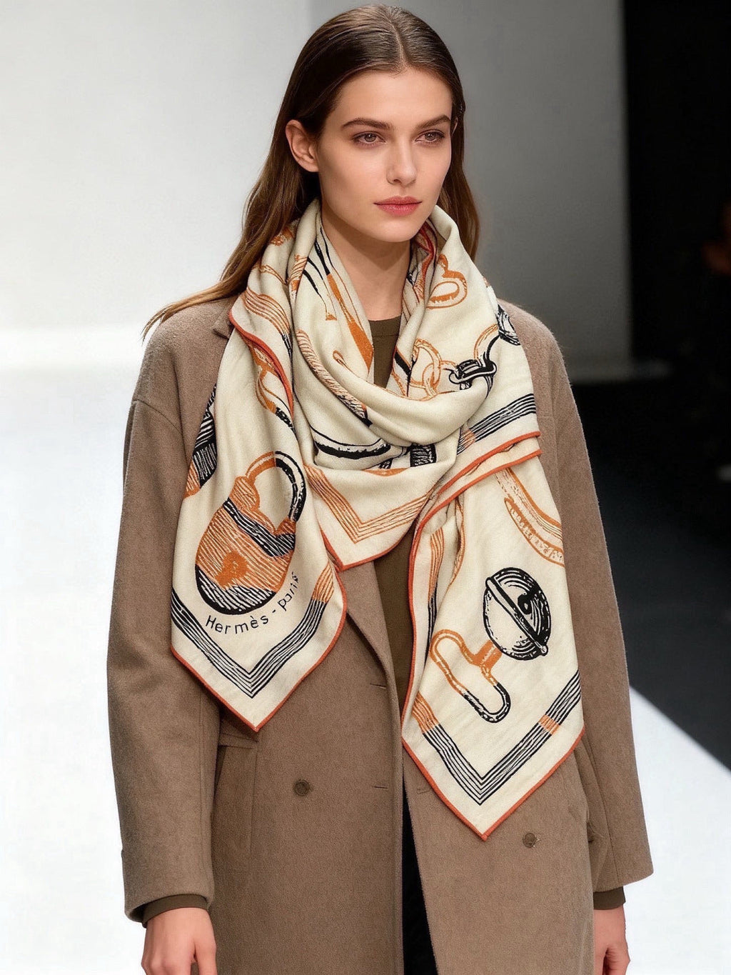 HERMES 26S SCARF 140 IN CASHMERE AND SILK 303159