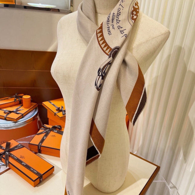 HERMES 26S SCARF 140 IN CASHMERE AND SILK 304240