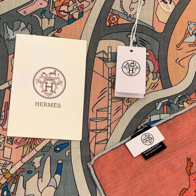 HERMES 26S SCARF 135 IN CASHMERE AND SILK 304245