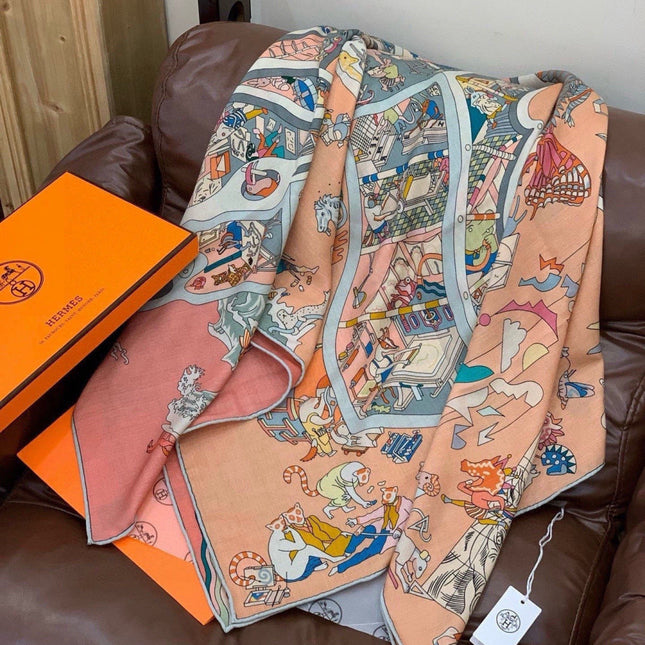 HERMES 26S SCARF 135 IN CASHMERE AND SILK 304245