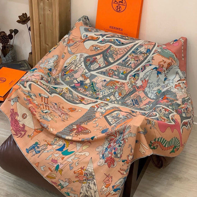 HERMES 26S SCARF 135 IN CASHMERE AND SILK 304245