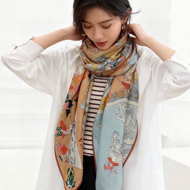 HERMES 26S SCARF 135 IN CASHMERE AND SILK 304246