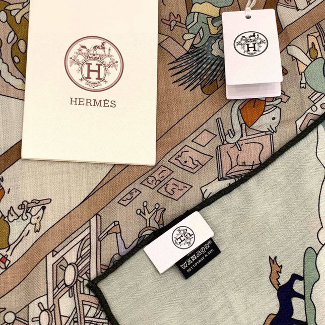 HERMES 26S SCARF 135 IN CASHMERE AND SILK 304247