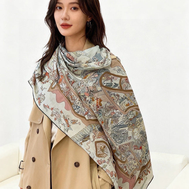 HERMES 26S SCARF 135 IN CASHMERE AND SILK 304247