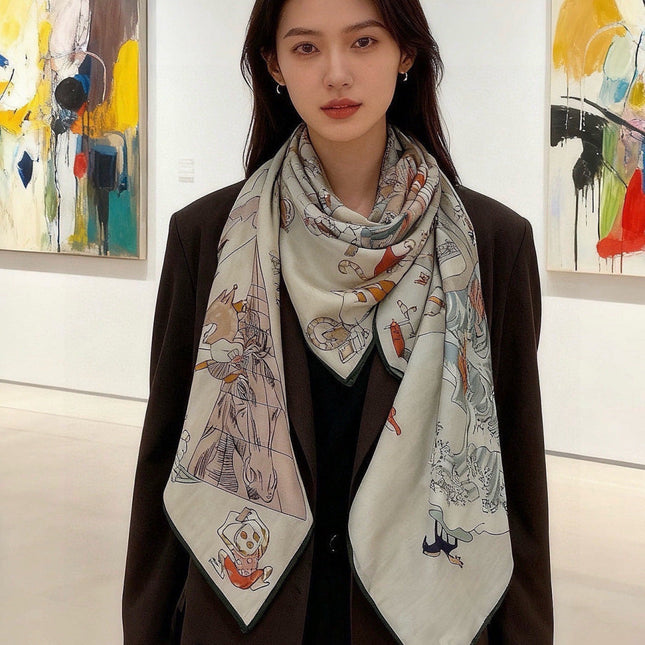 HERMES 26S SCARF 135 IN CASHMERE AND SILK 304247