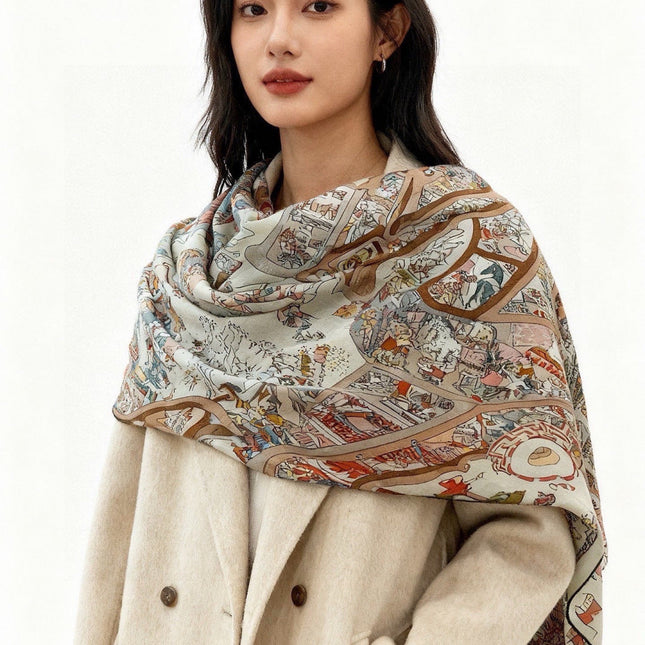 HERMES 26S SCARF 135 IN CASHMERE AND SILK 304248