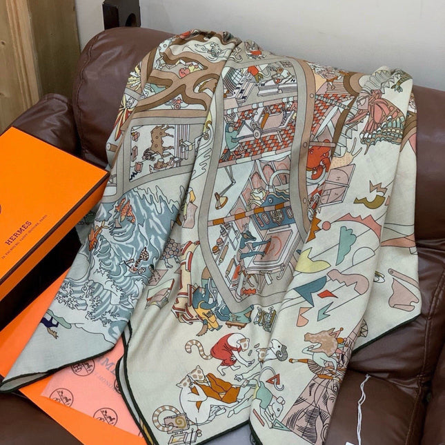 HERMES 26S SCARF 135 IN CASHMERE AND SILK 304248