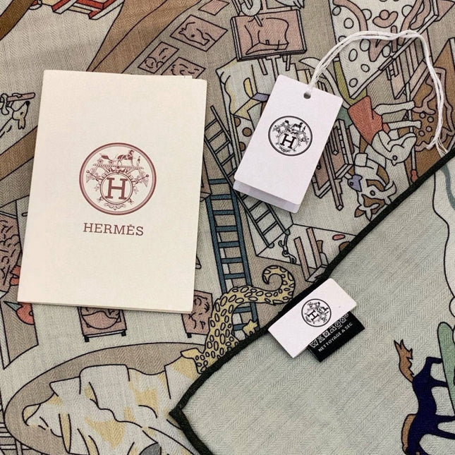 HERMES 26S SCARF 135 IN CASHMERE AND SILK 304248
