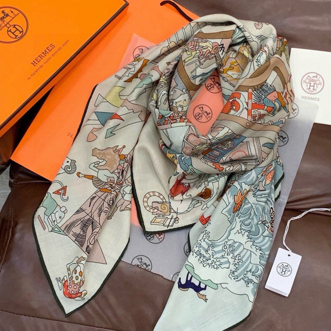 HERMES 26S SCARF 135 IN CASHMERE AND SILK 304248
