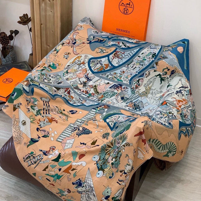 HERMES 26S SCARF 135 IN CASHMERE AND SILK 304249