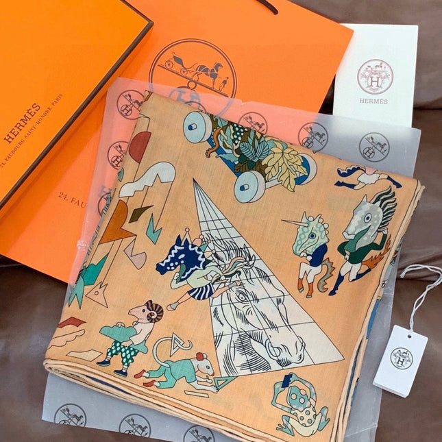 HERMES 26S SCARF 135 IN CASHMERE AND SILK 304249