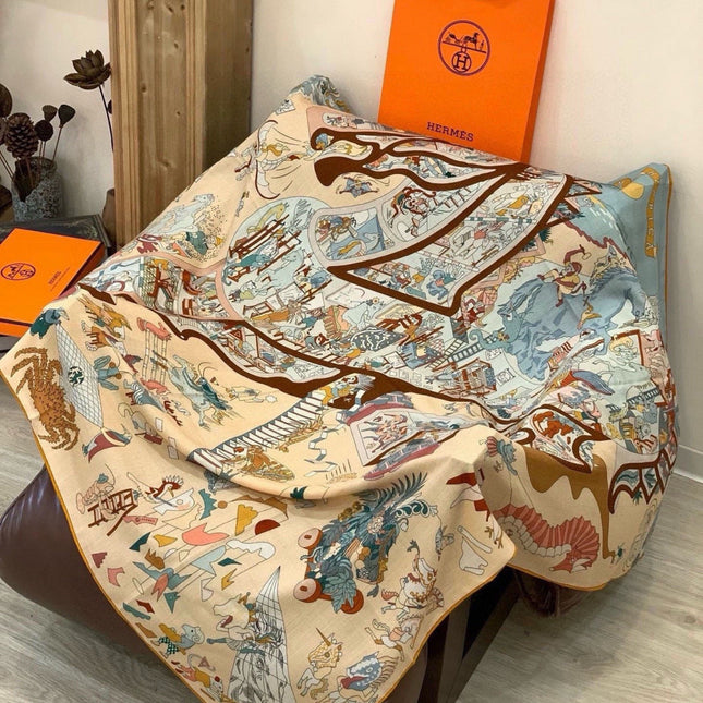 HERMES 26S SCARF 135 IN CASHMERE AND SILK 304250