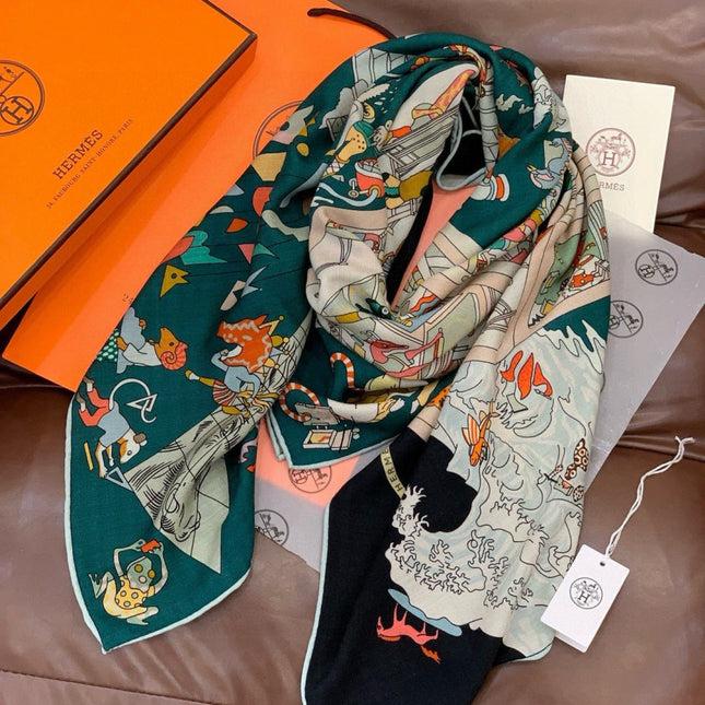 HERMES 26S SCARF 135 IN CASHMERE AND SILK 304251
