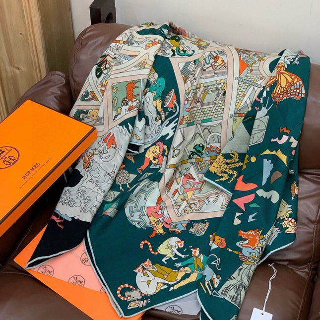 HERMES 26S SCARF 135 IN CASHMERE AND SILK 304251