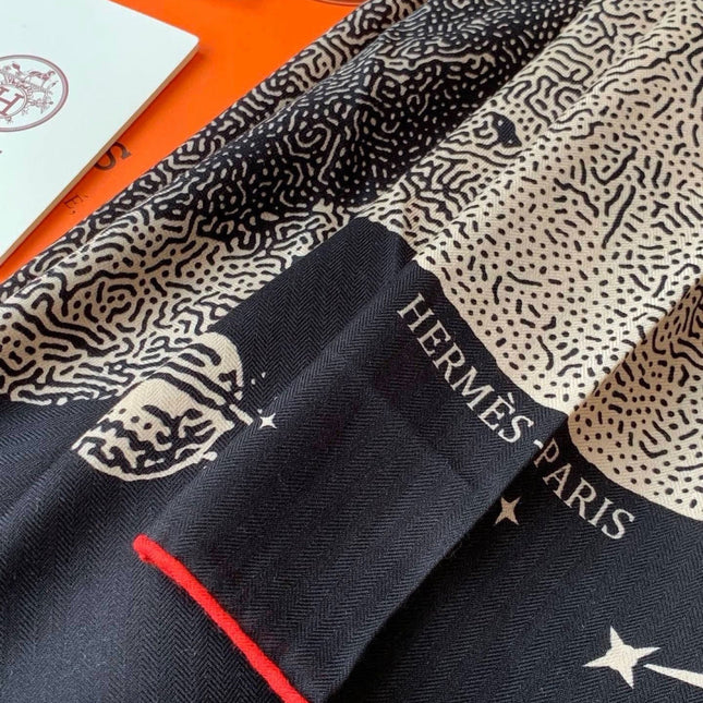 HERMES 26S SCARF 140 IN CASHMERE AND SILK 304678
