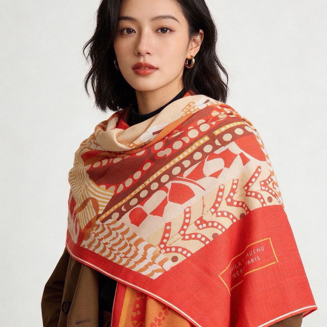 HERMES 26S SCARF 140 IN CASHMERE AND SILK 304706