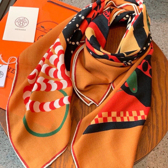 HERMES 26S SCARF 140 IN CASHMERE AND SILK 304707