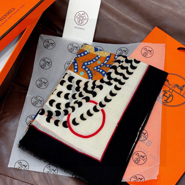 HERMES 26S LONG SCARF 200 IN CASHMERE AND SILK 306084