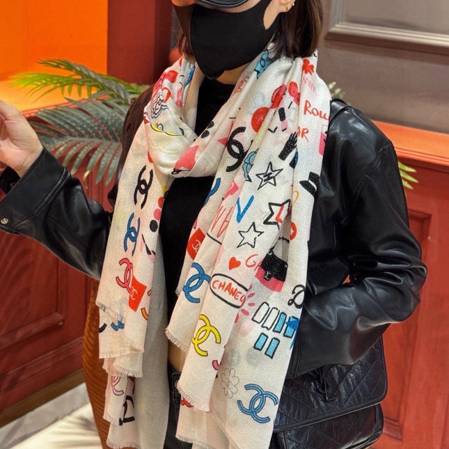 CHANEL 26S SCARF 200 IN CASHMERE AND SILK 307209
